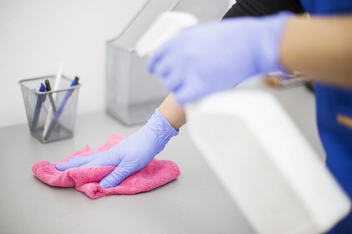 Cleaner working in a modern Shoreditch kitchen and living space