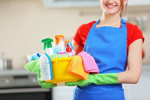 Professional oven cleaner servicing a Shoreditch kitchen appliance