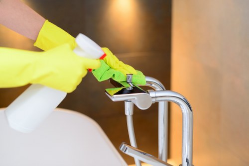 Cleaning team servicing a Shoreditch creative office interior